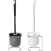 TENDANCE - Brosse pp wc support metal chrome 2 coloris assortis - blanche grise