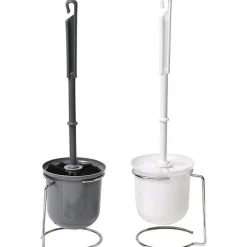 TENDANCE - Brosse pp wc support metal chrome 2 coloris assortis - blanche grise