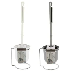 TENDANCE - Brosse pp wc support metal chrome 2 coloris assortis - blanche grise