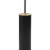 TENDANCE - Brosse wc metal couvercle bambou - noir
