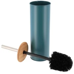 TENDANCE - Brosse wc metal couvercle bambou - vert imperial