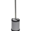 TENDANCE - Brosse wc metal couvercle rabattable - gris mat