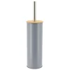TENDANCE - Brosse wc metal couvercle bambou - gris