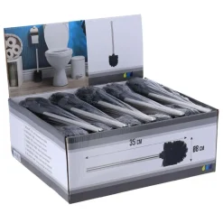 TENDANCE - Brosse wc noir manche acier inoxydable