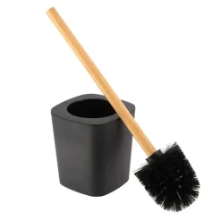 TENDANCE - Brosse wc rubber + abs et tige bambou - noir