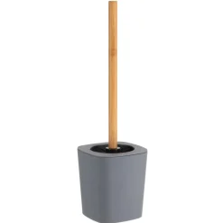 TENDANCE - Brosse wc rubber + abs et tige bambou - gris