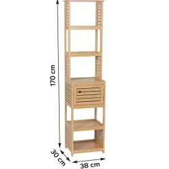 TENDANCE - Colonne de rangement bambou et mdf 1 porte - trinidad