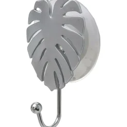 TENDANCE - Crochet feuille ps sur ventouse - argent