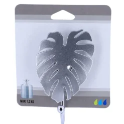 TENDANCE - Crochet feuille ps sur ventouse - argent