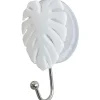 TENDANCE - Crochet feuille ps sur ventouse - blanc