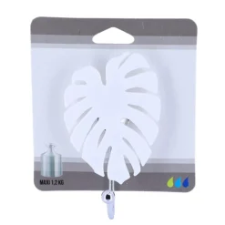 TENDANCE - Crochet feuille ps sur ventouse - blanc