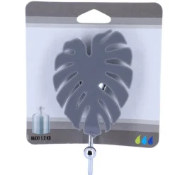 TENDANCE - Crochet feuille ps sur ventouse - gris