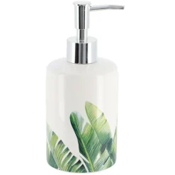 TENDANCE - Distributeur a savon dolomite rond imprime 320 ml - oasis