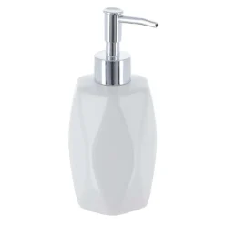 TENDANCE - Distributeur a savon gres forme losange 330 ml - blanc