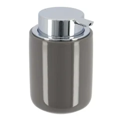 TENDANCE - Distributeur a savon dolomite rond pompe chrome 235 ml - gris