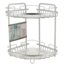 TENDANCE - Etagere d angle fil aluminium 2 niveaux a poser - chrome