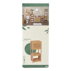 TENDANCE - Meuble bas de rangement bambou et mdf 1 porte - trinidad