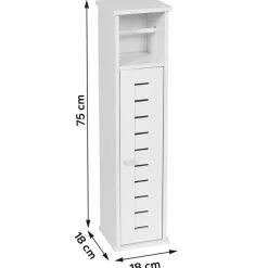 TENDANCE - Meuble reserve et derouleur papier wc 1 porte 1 etagere interieure - santorin