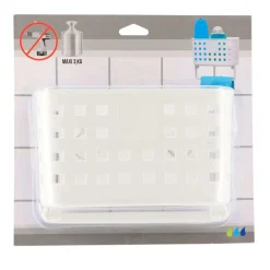 TENDANCE - Panier pp porte serviettes sur ventouses - blanc