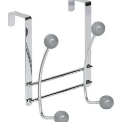 TENDANCE - Patere metal 4 crochets ceramique - chrome gris