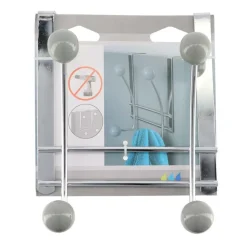 TENDANCE - Patere metal 4 crochets ceramique - chrome gris