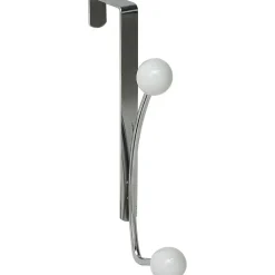 TENDANCE - Patere metal 2 crochets ceramique - chrome blanc