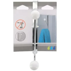 TENDANCE - Patere metal 2 crochets ceramique - chrome blanc