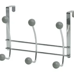 TENDANCE - Patere metal 6 crochets ceramique - chrome gris