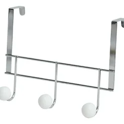 TENDANCE - Patere metal 3 crochets resine blanche - chrome blanc