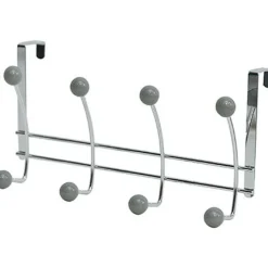 TENDANCE - Patere metal 8 crochets ceramique - chrome gris