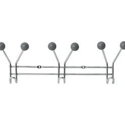 TENDANCE - Patere metal 3 crochets a fixer decoration resine grise - chrome gris