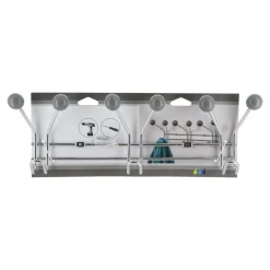 TENDANCE - Patere metal 3 crochets a fixer decoration resine grise - chrome gris