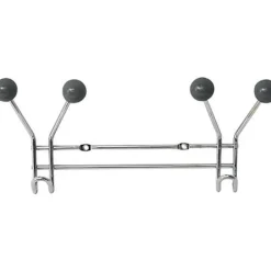 TENDANCE - Patere metal 2 crochets a fixer decoration resine grise - chrome gris