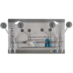 TENDANCE - Patere metal 2 crochets a fixer decoration resine grise - chrome gris