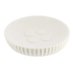 TENDANCE - Porte savon polyresine rond striee - blanc