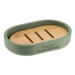 TENDANCE - Porte savon polyresine - kaki bambou