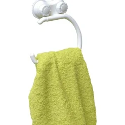 TENDANCE - Porte serviettes pp forme arrondie sur ventouses - blanc