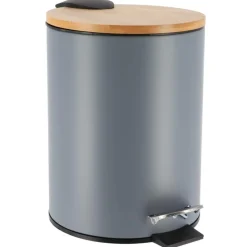 TENDANCE - Poubelle metal frein de chute 2,5l - gris bambou