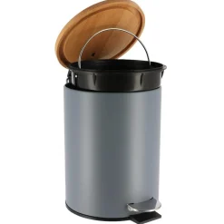 TENDANCE - Poubelle metal frein de chute 2,5l - gris bambou