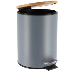 TENDANCE - Poubelle metal frein de chute 2,5l - gris bambou