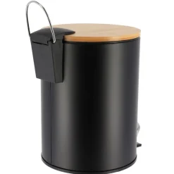 TENDANCE - Poubelle metal frein de chute 2,5l - noir bambou