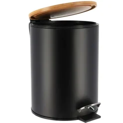 TENDANCE - Poubelle metal frein de chute 2,5l - noir bambou