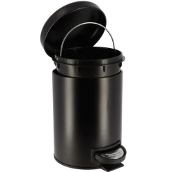 TENDANCE - Poubelle metal frein de chute 3l - noir mat