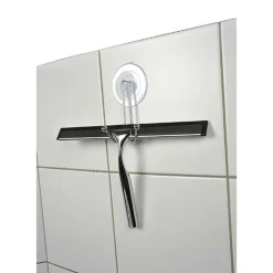 TENDANCE - Raclette avec manche acier inoxydable support ventouse - chrome