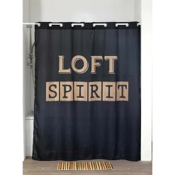 TENDANCE - Rideau de douche polyester 180x200 cm avec anneaux integres - mekong