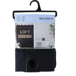 TENDANCE - Rideau de douche polyester 180x200 cm avec anneaux integres - mekong