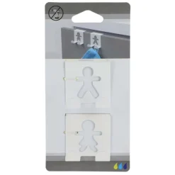 TENDANCE - Set 2 petites pateres bonhomme metal a suspendre - blanc