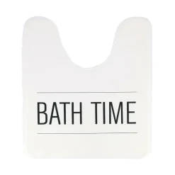 TENDANCE - Tapis contour wc microfibre imprime 45x50cm - neo retro blanc