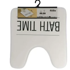 TENDANCE - Tapis contour wc microfibre imprime 45x50cm - neo retro blanc