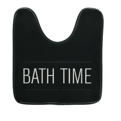 TENDANCE - Tapis contour wc microfibre imprime 45x50cm - neo retro noir